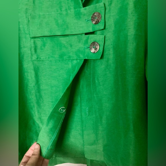 A La Mode By Xiao Linen Silk Lagenlook  Green Small Relaxed Oversized Artful - Picture 5 of 13